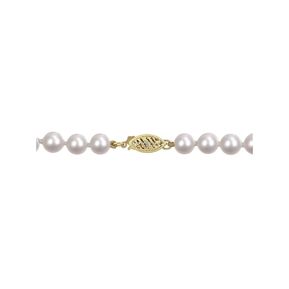 14K Gold Clasp & 6-6.5MM Japanese Akoya Cultured Pearl Necklace