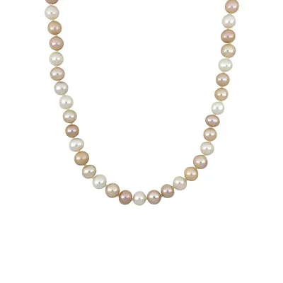 Sterling Silver & 8-8.5MM Cultured Freshwater Pearl Graduated Strand Necklace