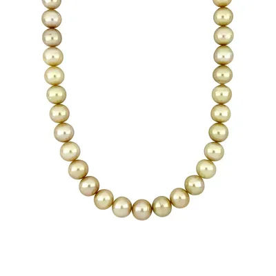 14K Yellow Gold & 11MM-12MM Golden Cultured South Sea Pearl Strand Necklace - 18-Inch