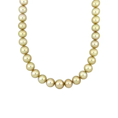 14K Yellow Gold & 10MM-12.5MM Golden Cultured South Sea Pearl Strand Necklace - 18-Inch