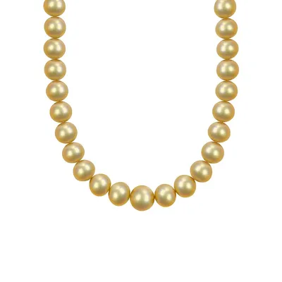 14K Yellow Gold, 0.06 CT. T.W. Diamond Clasp & 14MM-16.5MM Golden Cultured South Sea Pearl Graduated Strand Necklace