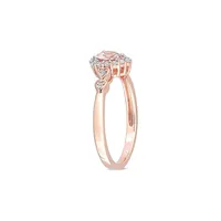 Argent sterling plaqué or rose, Morganite, Topaze blanche et 0,012 ct. Bague avec cœurs diamants T.W.