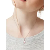 10K Rose Gold, 8MM-8.5MM Pink Cultured Freshwater Pearl, Morganite & 0.02 CT. T.W. Diamond Drop Necklace