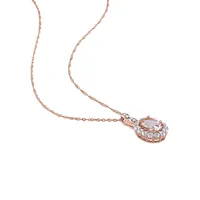 3-Piece 14K Rose Gold, Morganite, White Topaz 0.06 CT. T.W. Diamond Accent Oval Earrings & Necklace Set