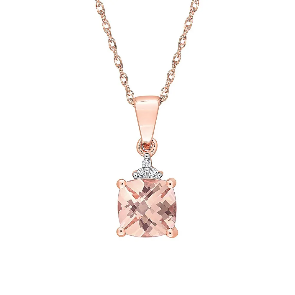 10K Rose Gold, Morganite & 0.012 CT. T.W. Diamond Necklace