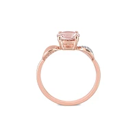 Plaqué or rose 14 ct, Morganite et 0,04 ct. Bague avec diamant T.W.