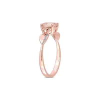 Plaqué or rose 14 ct, Morganite et 0,04 ct. Bague avec diamant T.W.