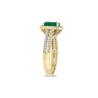 14K Yellow Gold, Emerald & 0.33 CT. T.W. Diamond Engagement Ring