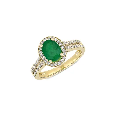 14K Yellow Gold, Emerald & 0.33 CT. T.W. Diamond Engagement Ring