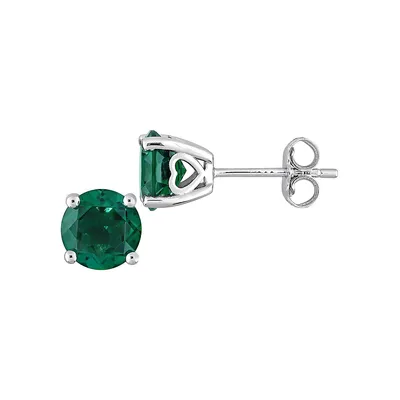 Sterling Silver & Emerald Stud Earrings