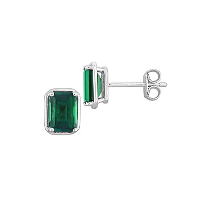 Sterling Silver Emerald Stud Earrings