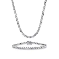 2-Piece Sterling Silver & 1.5 CT. T.W. Diamond S-Link Chain Necklace & Bracelet Set