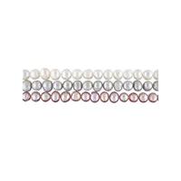 3-Piece 5MM-5.5MM Multicolor Cultured Freshwater Pearl & Ribbon Stretch Bracelet Set