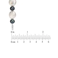 Sterling Silver, 13MM-13.5MM White Cultured Freshwater Pearl & 7MM-7.5MM Black Cultured Freshwater Pearl Strand Necklace - 18-Inch