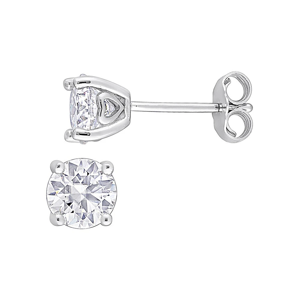 Sterling Silver & Lab-Created Moissanite Stud Earrings