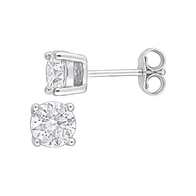 Boutons d'oreilles en argent sterling avec moissanite synthétique taille ronde 1,37 ct PT