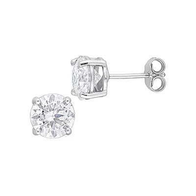 Sterling Silver & 3.75 D.E.W. Created Moissanite Round Stud Earrings