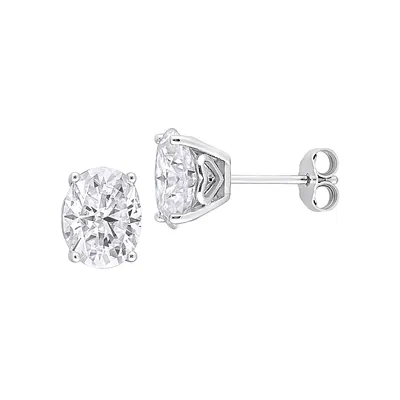 Sterling Silver & 4 CT. D.E.W. Created Moissanite Oval Stud Earrings