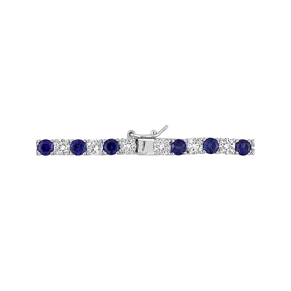 2-Piece Sterling Silver & Sapphire Tennis Necklace And Bracelet Set