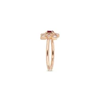 Everly 10K Rose Gold Statement Ring with Natural Ruby and 0.2 CT. T.W. Diamond