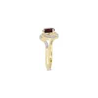 Silver Gemstone Sterling Cocktail Ring with Garnet, White Topaz, and 0.04 CT. T.W. Diamonds