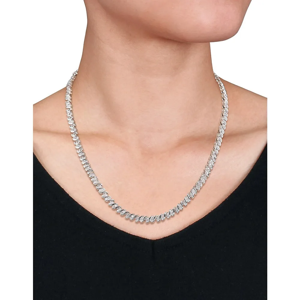 Collier rivière à effet torsadé en argent sterling Silver Diamond avec diamants 2 ct PT