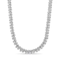 Silver Diamond Twist Tennis Sterling Silver Necklace with 2 CT. T.W. Diamond