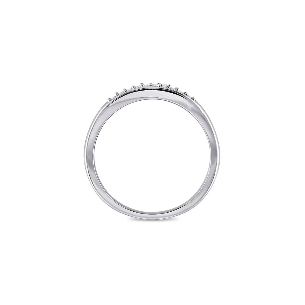 Sterling Silver & 0.01 CT. T.W.Diamond Band Ring