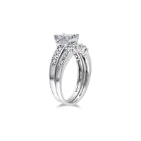 14K White Gold Multi-Shape 1 Total Carat Weight Diamonds Wedding Ring Set