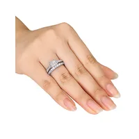 Bague en or blanc 14 K avec diamants de tailles variées 1 ct PT