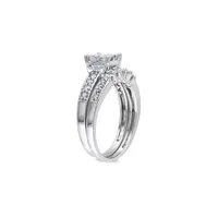 14K White Gold Multi-Shape 1 Total Carat Weight Diamonds Wedding Ring Set