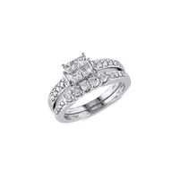 Bague en or blanc 14 K avec diamants de tailles variées 1 ct PT