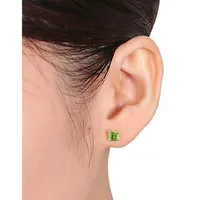 14KW .625ct TGW 4 by 4mm Square Peridot Earrings