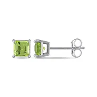 14KW .625ct TGW 4 by 4mm Square Peridot Earrings