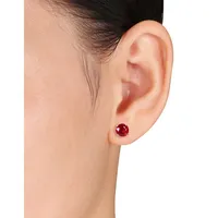 1.1 CT TGW Ruby Ear Pin 14k White Gold Earrings