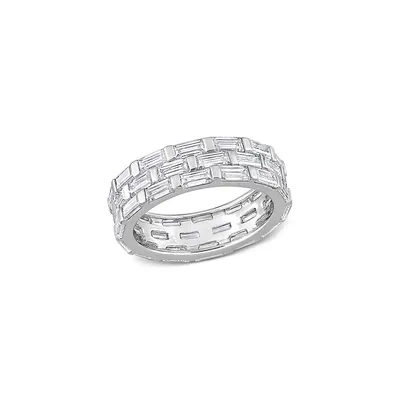 Sterling Silver & 4.62 CT. D.E.W. Created Moissanite Triple-Tiered Ring