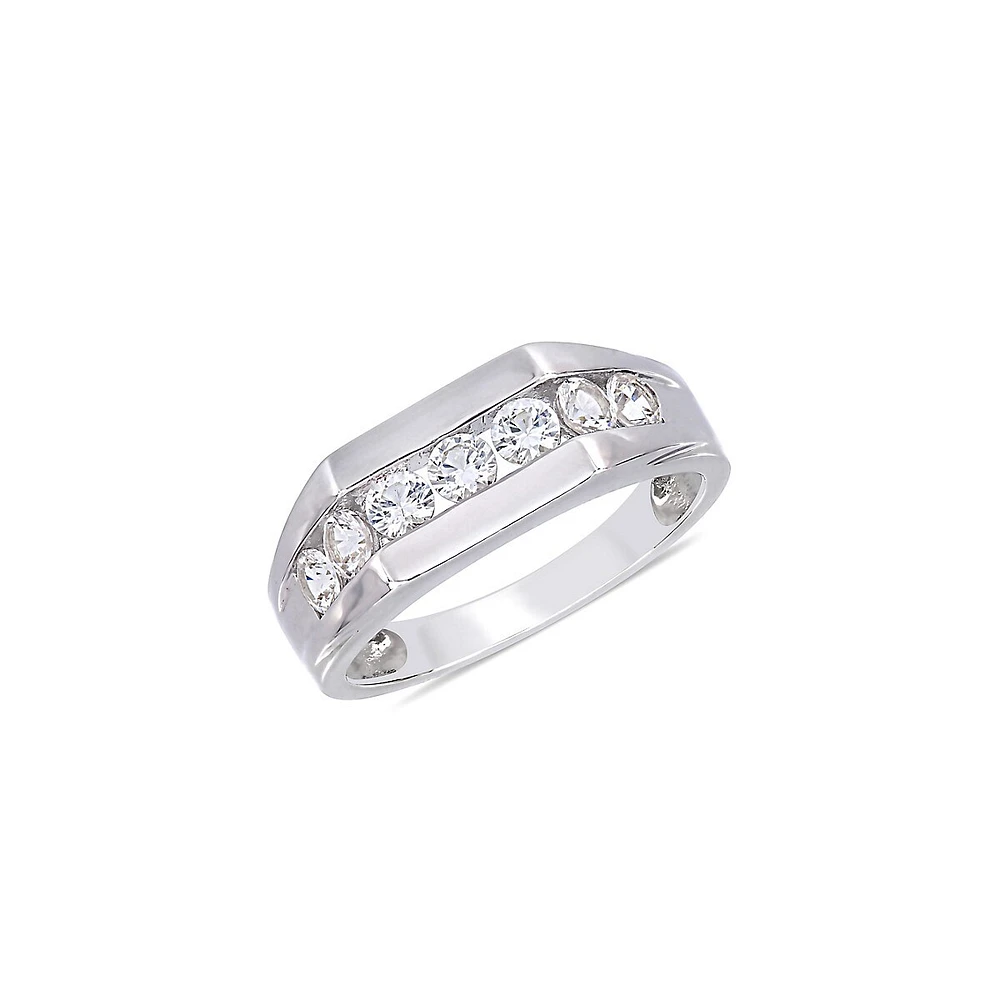 Men's Sterling Silver & Lab-Grown White Sapphire Ring