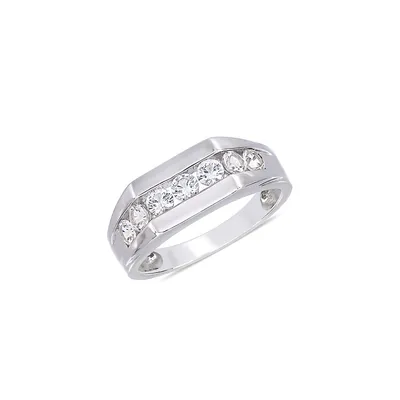 Men's Sterling Silver & Lab-Grown White Sapphire Ring