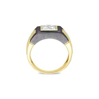 Men's Two-Tone Sterling Silver & 2 CT. D.E.W Created Moissanite Solitaire Ring