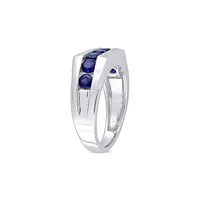 Men's Sterling Silver & Lab-Grown Blue Sapphire Channel-Set Ring