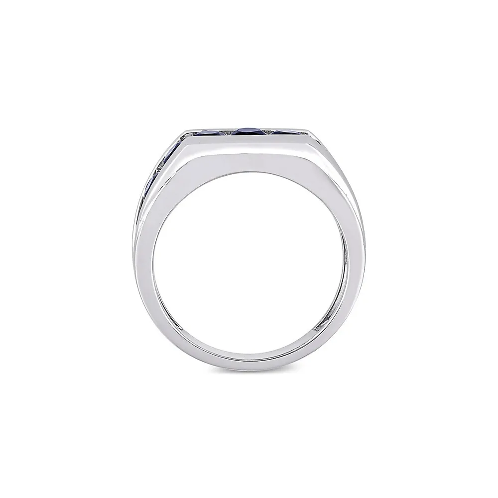 Men's Sterling Silver & Lab-Grown Blue Sapphire Channel-Set Ring