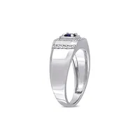 Men's Sterling Silver & Lab-Grown Sapphire Ring