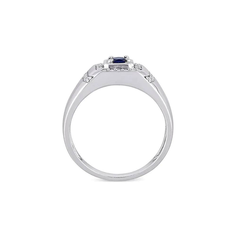 Men's Sterling Silver & Lab-Grown Sapphire Ring