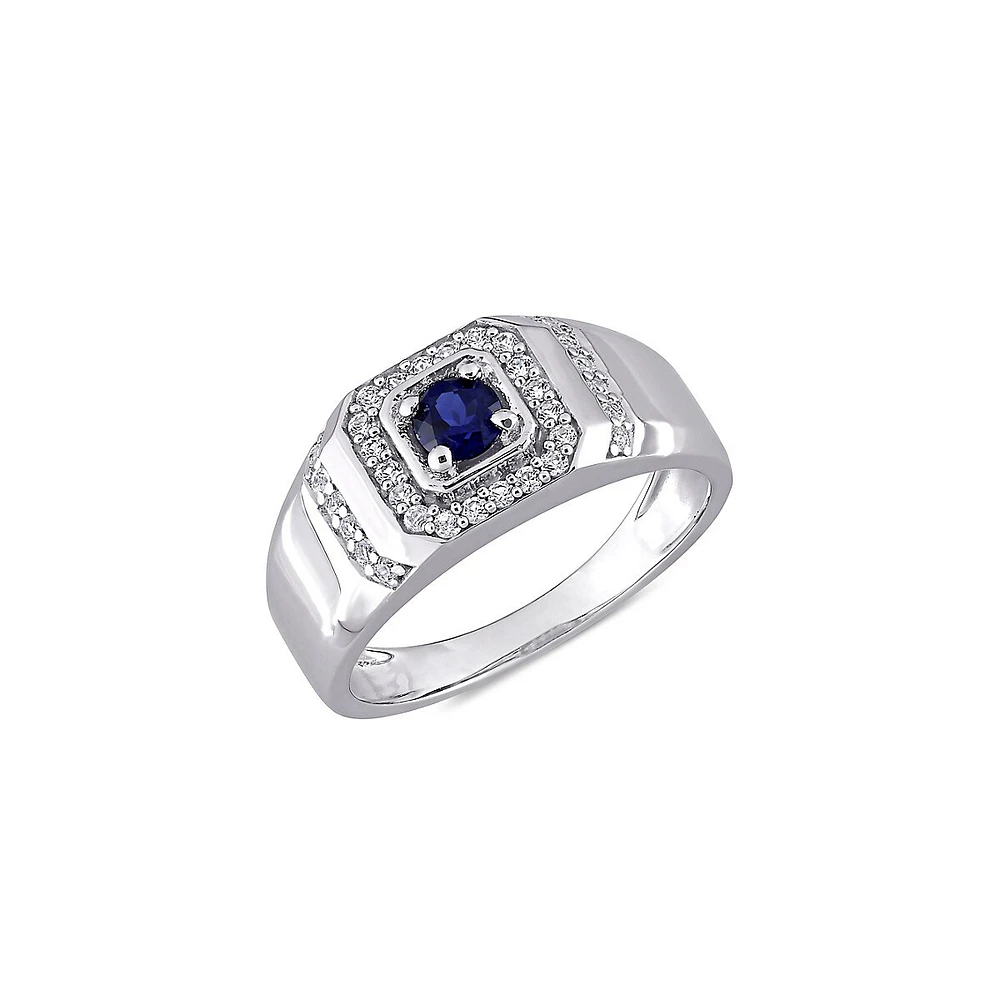 Men's Sterling Silver & Lab-Grown Sapphire Ring