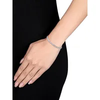 Sterling Silver& Created White Sapphire Semi Tennis Bracelet