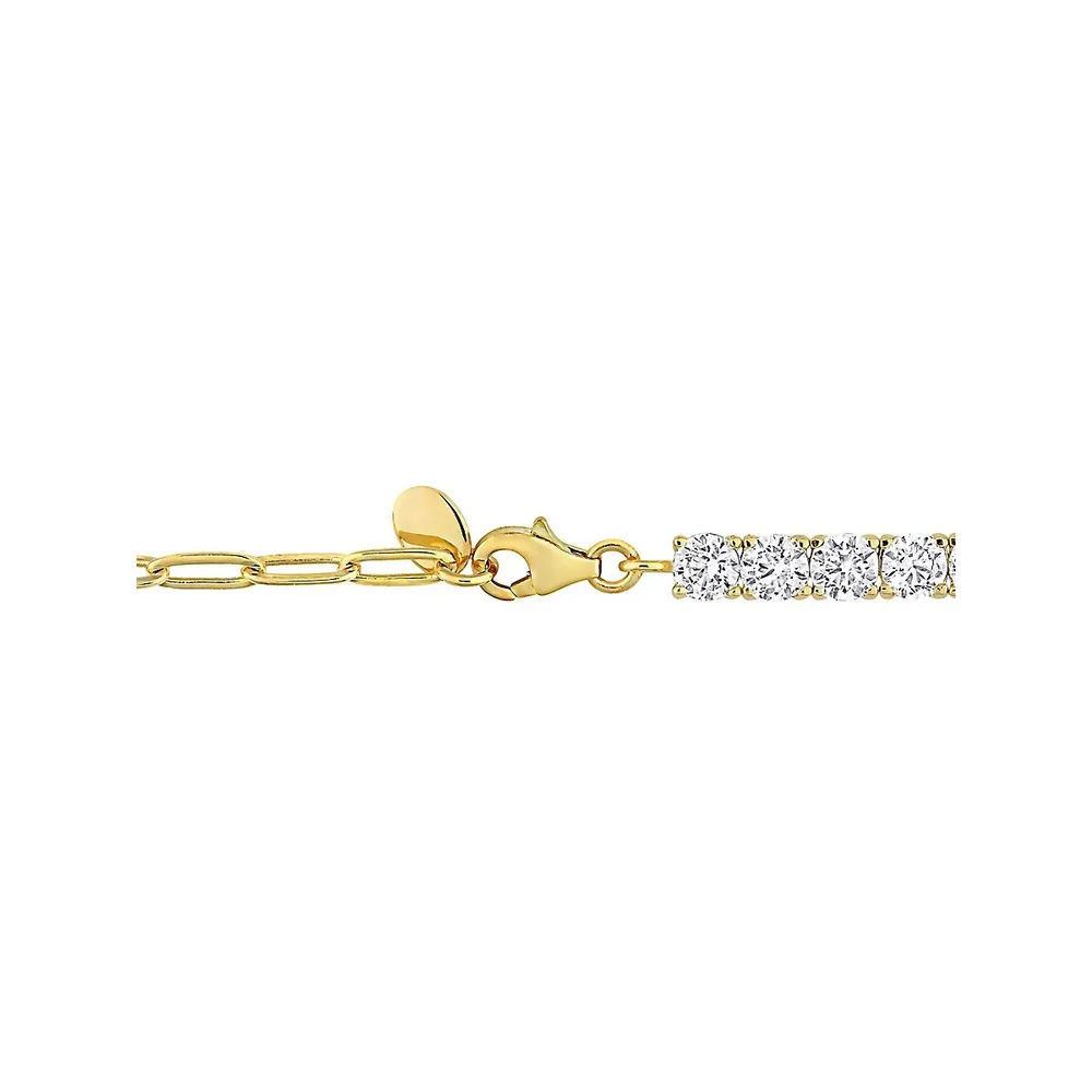 Goldplated Sterling Silver & Created White Sapphire Semi Tennis Bracelet