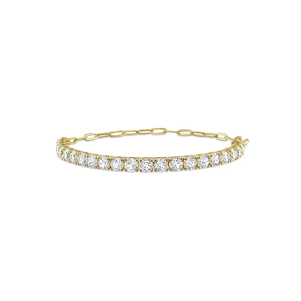 Goldplated Sterling Silver & Created White Sapphire Semi Tennis Bracelet