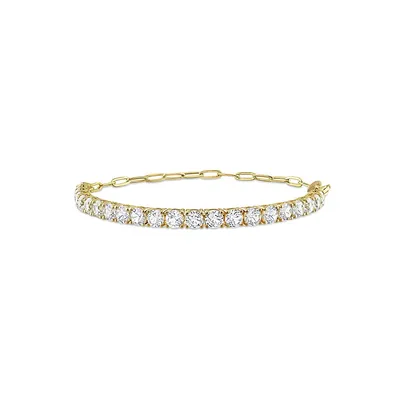 Goldplated Sterling Silver & Created White Sapphire Semi Tennis Bracelet