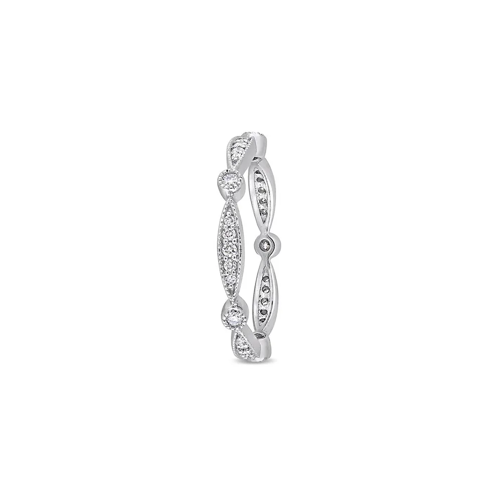 10K White Gold & 0.25 CT. T.W. Diamond Stackable Wedding Anniversary Band