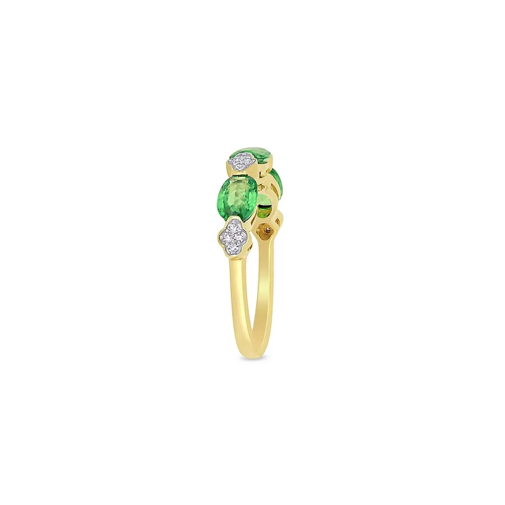 14K Yellow Gold, 1.68 CT T.W Tsavorite & 0.1 T.W. Diamond Ring